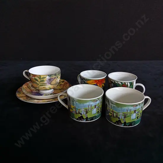 7 PIECE CUPS AND SAUCERS