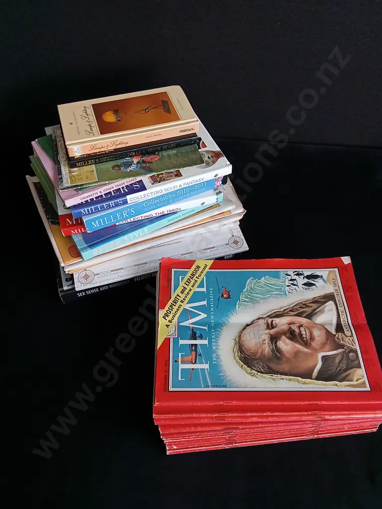 MIX OF BOOKS AND VINTAGE TIME MAGAZINES Image 1++