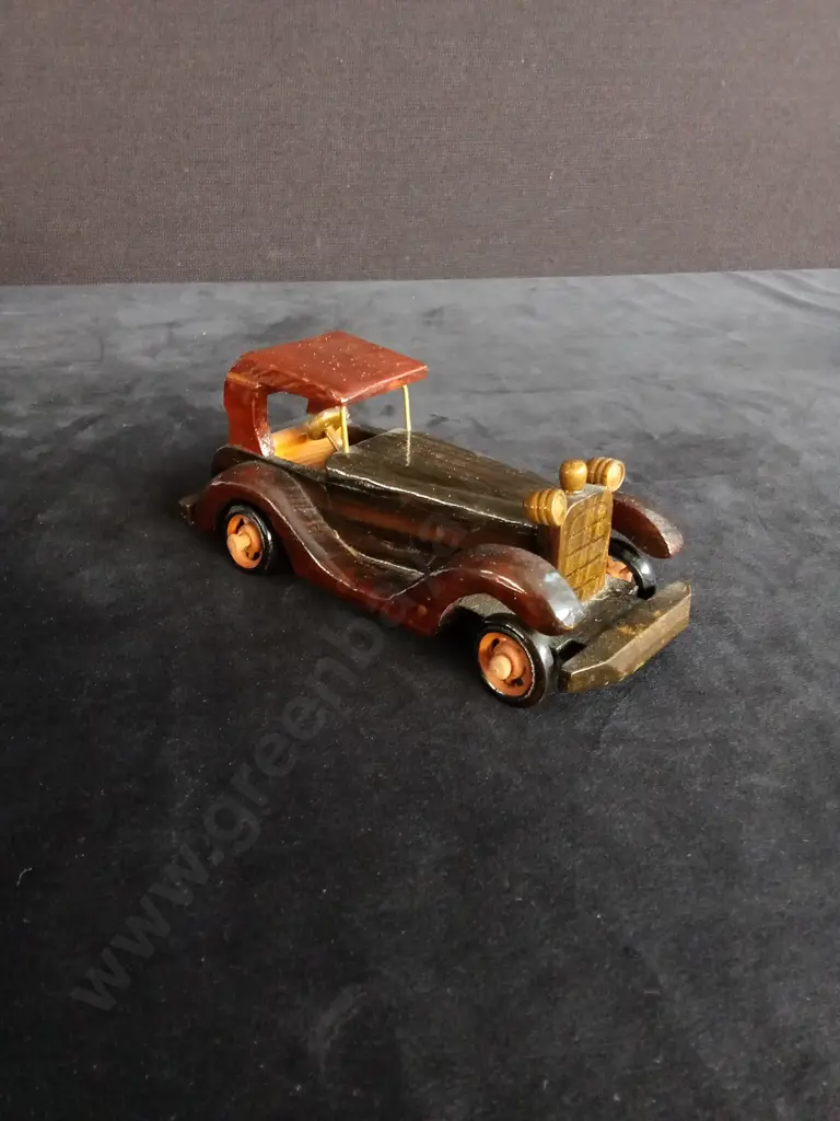 2 CAR MODELS, BOXED DIECAST SOLIDO ROLLS ROYCE PHANTOM AND HANDCRAFTED WOODEN MODEL Image 1++
