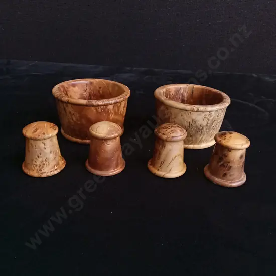 6 PIECES OF HANDCRAFTED WOODEN ITEMS
