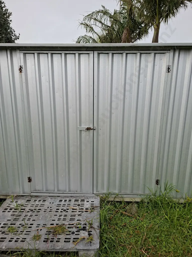 SHED #2: 4.6M X 3.15M GALVANISED PITCHED ROOF SHED WITH 1 SET OF DOUBLE DOORS AND CLEAR LIGHT PANELS Image 1++