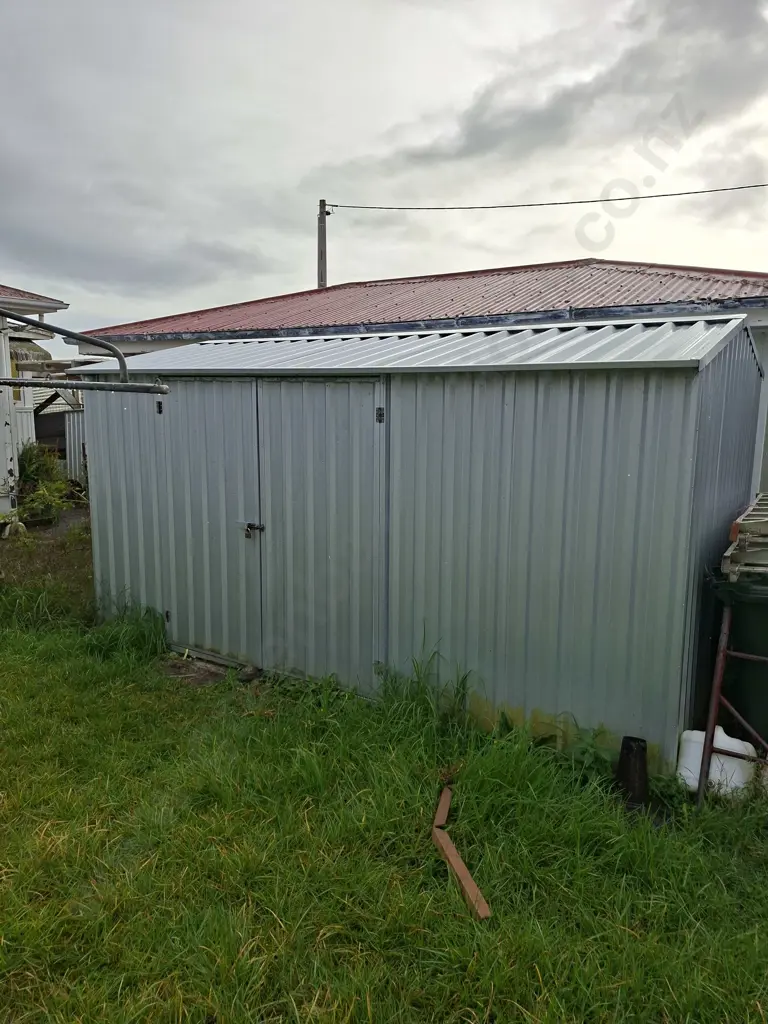 SHED #3: 3.9M X 2.36M GALVANISED PITCHED ROOF SHED WITH 1 SET OF DOUBLE DOORS Image 1++