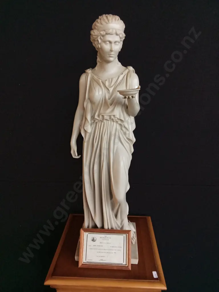 MICHAEL WEIR HEBE FIGURE SCULPTURE H 79 CM TALL ON HANDMADE 91 CM TALL RIMU PLINTH WITH CERTIFICATE Image 1++