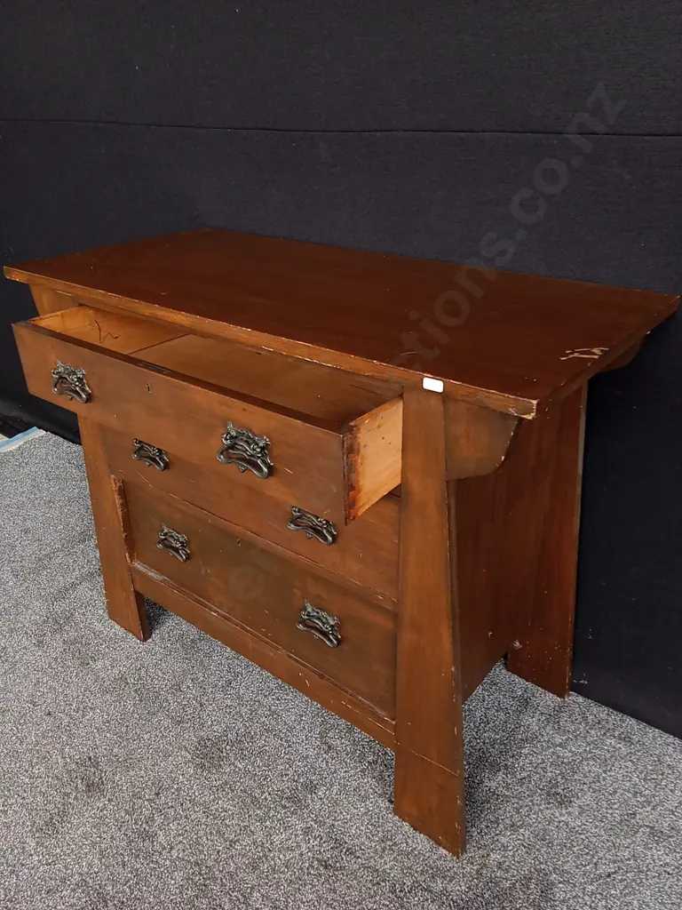 ANTIQUE OAK CHEST OF DRAWERS H 85CM X W 1.07M X D 45CM Image 1++