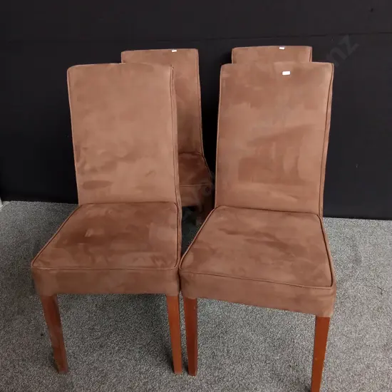 4 DINING CHAIRS BROWN VELVET