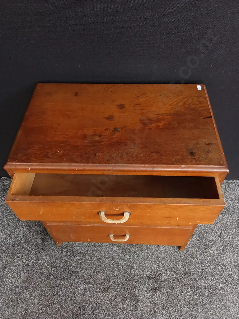 VINTAGE LIGHT OAK CHEST OF DRAWERS H 72 CM X W 65CM X D 39CM Image 1++