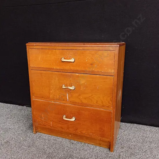 VINTAGE LIGHT OAK CHEST OF DRAWERS H 72 CM X W 65CM X D 39CM