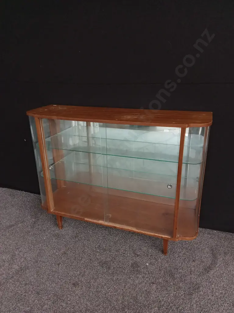 VINTAGE GLASS DISPLAY CABINET H 89 CM X W 1.19 M X D 40 CM DAMAGED Image 1++