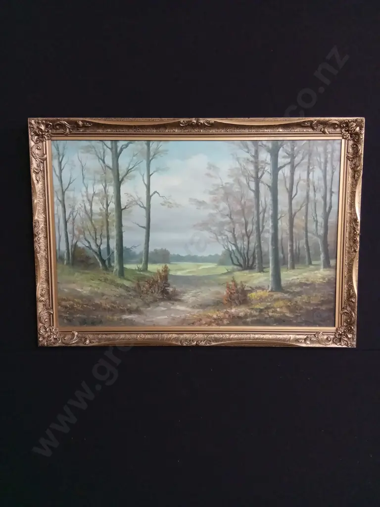 FRAMED LANDSCAPE OIL PAINTING H 72CM X 1M Image 1++