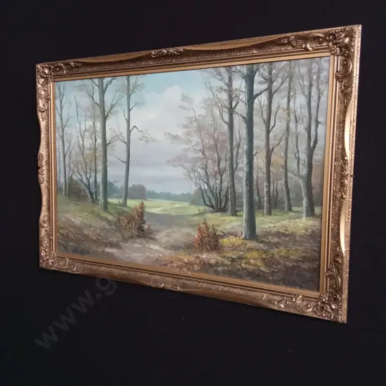 FRAMED LANDSCAPE OIL PAINTING H 72CM X 1M