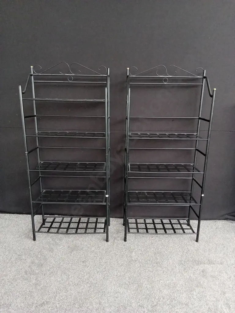2 BLACK METAL SHELVING UNITS 1.7M HIGH BY 0.75M HIGH Image 1++