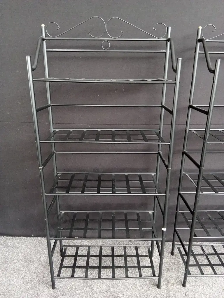 2 BLACK METAL SHELVING UNITS 1.7M HIGH BY 0.75M HIGH Image 1++