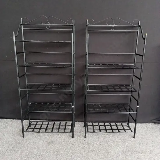 2 BLACK METAL SHELVING UNITS 1.7M HIGH BY 0.75M HIGH
