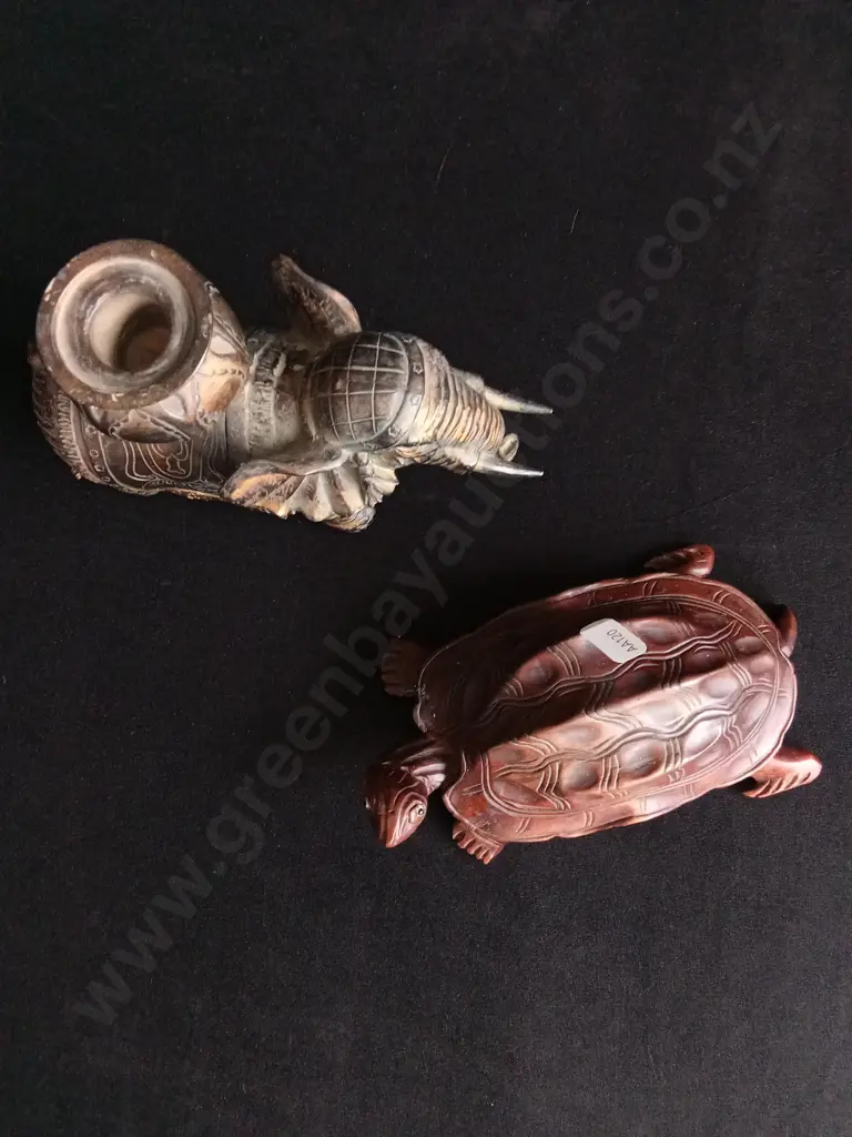 ELEPHANT AND TURTLE FIGURINES Image 1++