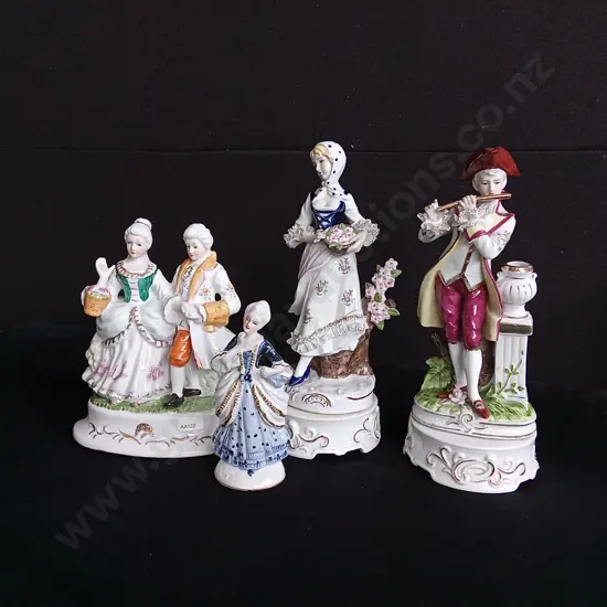 COLLECTION OF VINTAGE VICTORIAN STYLE PORCELAIN FIGURES