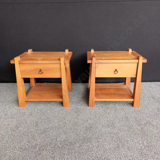 PAIR OF BEDSIDE CABINETS SOLID TIMBER 57 x 43 x 52CM