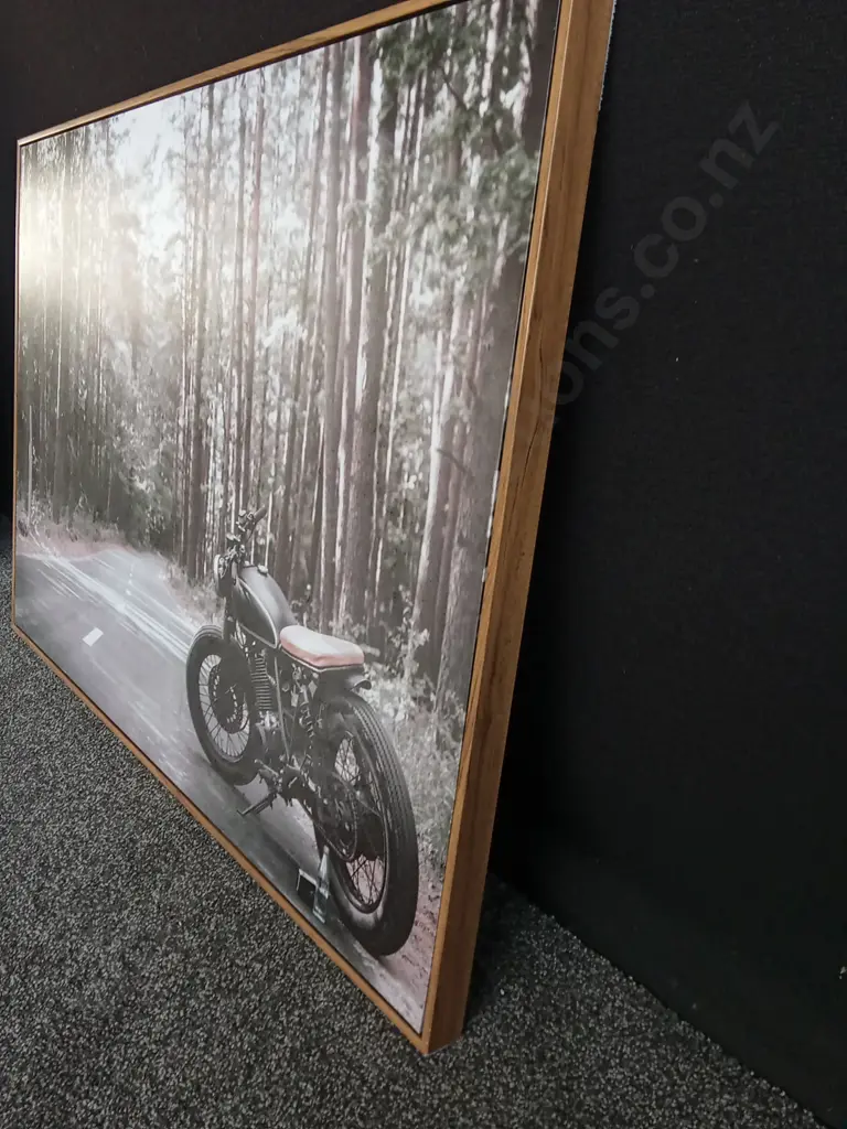 FRAMED MOTORCYCLE PRINT H 71CM X 100CM Image 1++