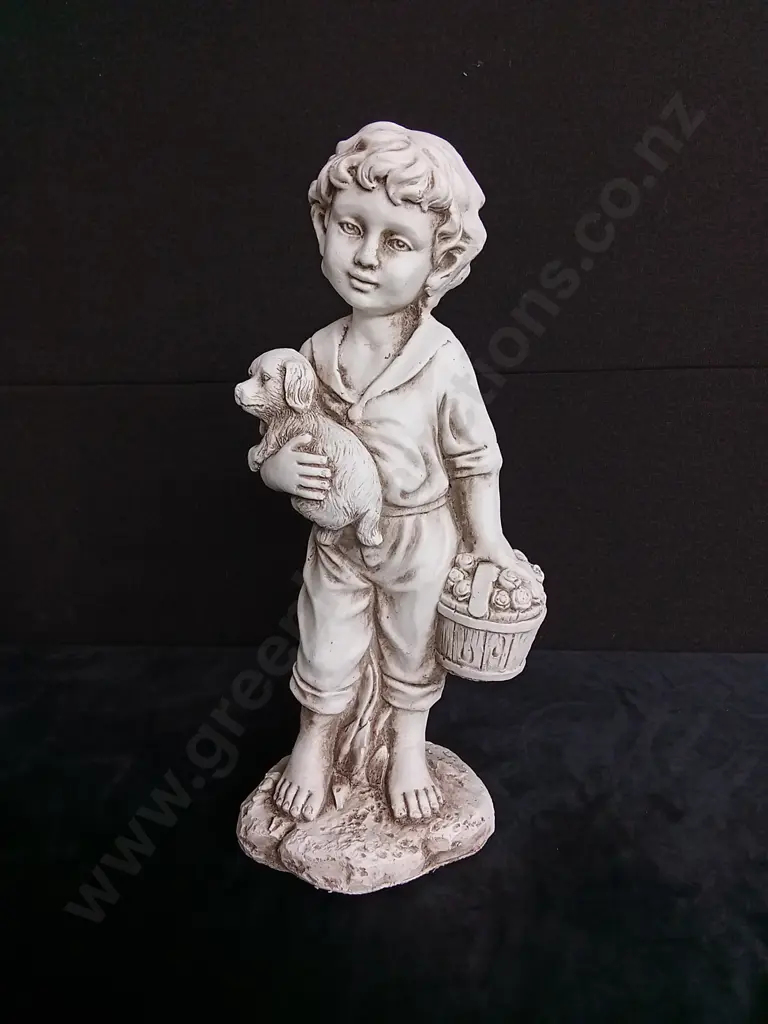 TAKASHO FIGURINE BOY WITH DOG H 50CM BRAND NEW Image 1++