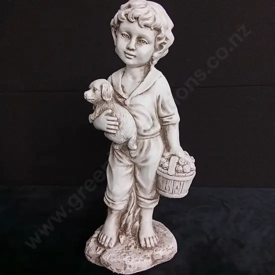 TAKASHO FIGURINE BOY WITH DOG H 50CM BRAND NEW