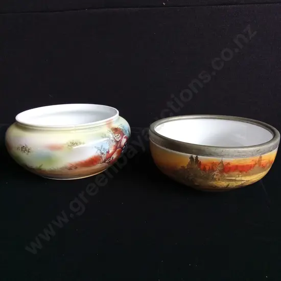 2 PIECES HAND PAINTED BOWLS