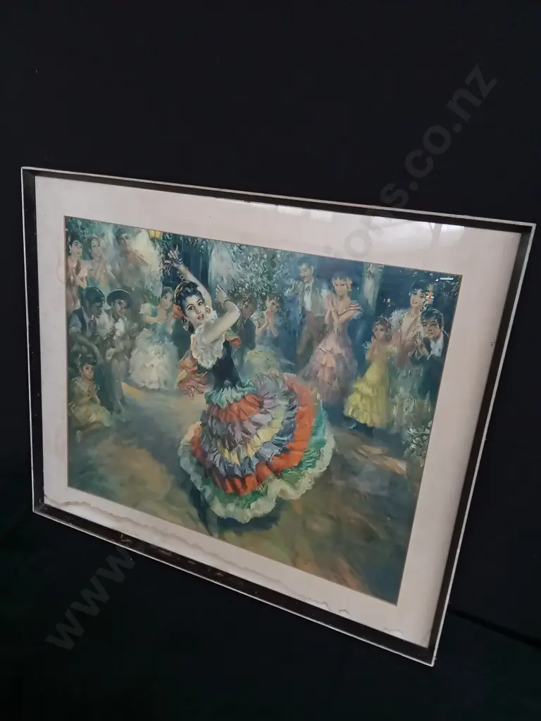 2 VINTAGE JOHN STEVENS AND F.R.S CLEMENTE FLAMENCO PRINTS FRAMED Image 1++