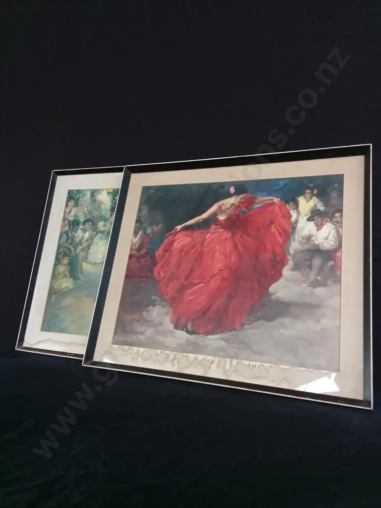 2 VINTAGE JOHN STEVENS AND F.R.S CLEMENTE FLAMENCO PRINTS FRAMED Image 1++