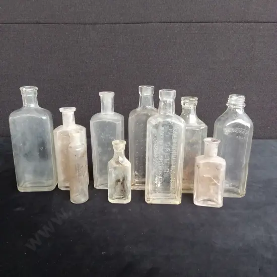 10 CLEAR GLASS BOTTLES