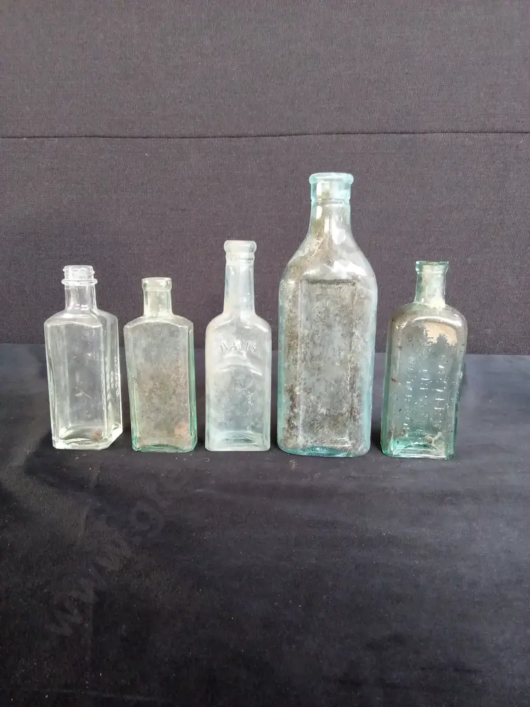 10 GREEN/BLUE GLASS BOTTLES Image 1++