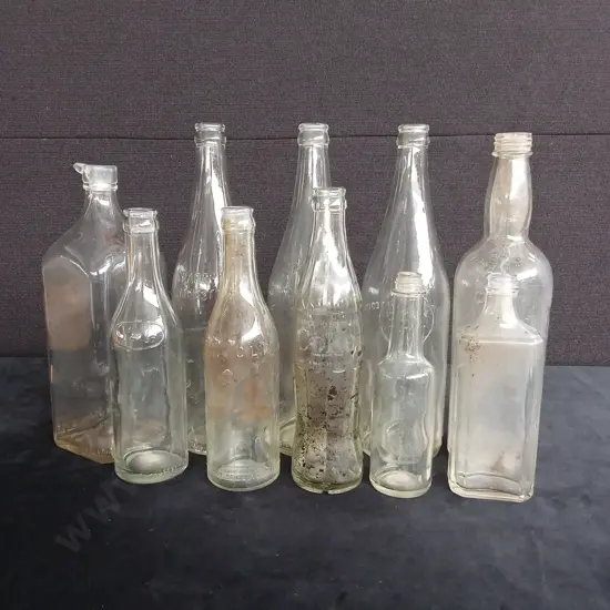 10 CLEAR GLASS BOTTLES