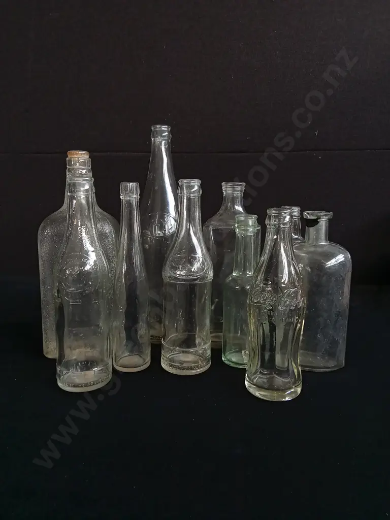 10 PIECES CLEAR GLASS BOTTLES Image 1++