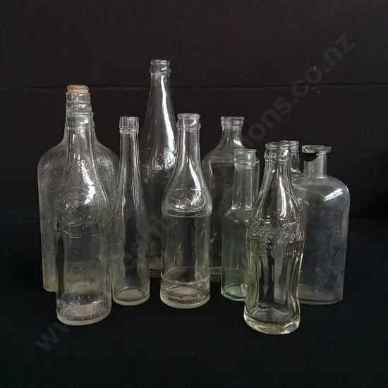 10 PIECES CLEAR GLASS BOTTLES