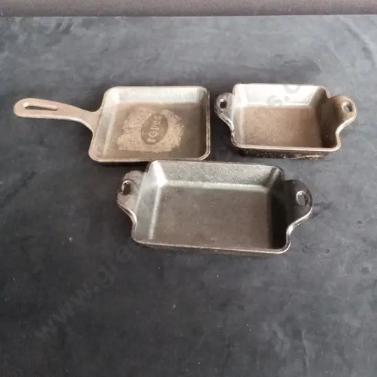 3 CAST IRON PANS