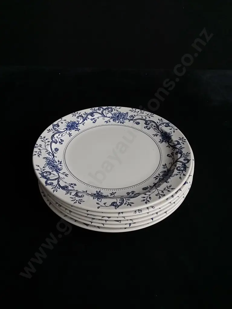 SET OF 6 CROWN LYNN MALVERN BLUE PLATES Image 1++