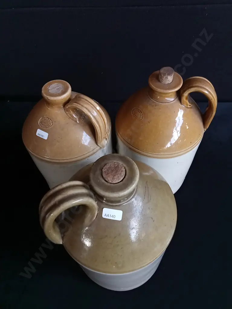 3 PIECES STONREWARE FLAGONS Image 1++