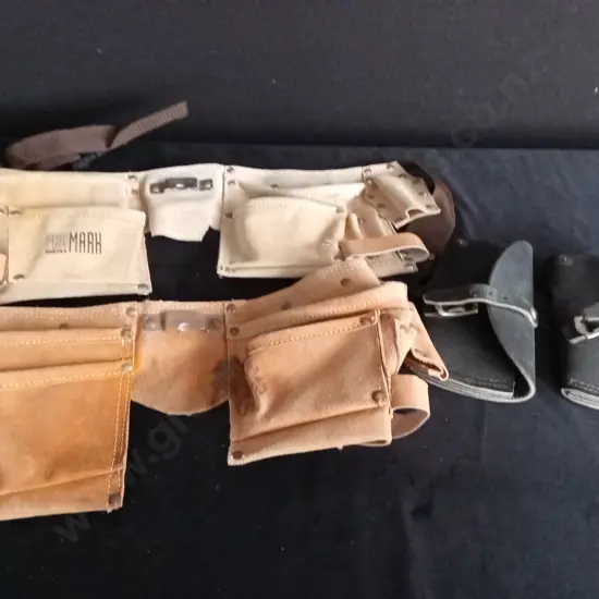 2 TOOL BELTS AND 2 HOLSTERS OR AXE COVERS
