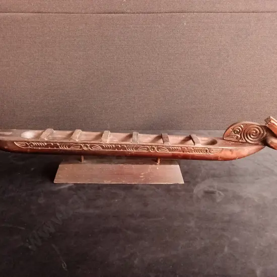 WOODEN CARVED MĀORI WAKA