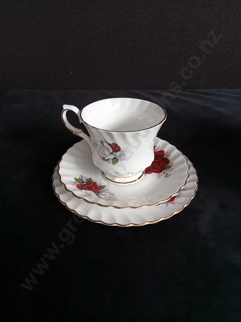 18 PIECE QUEEN ANNE BONE CHINA DUET TEA CUPS AND SAUCERS SET Image 1++