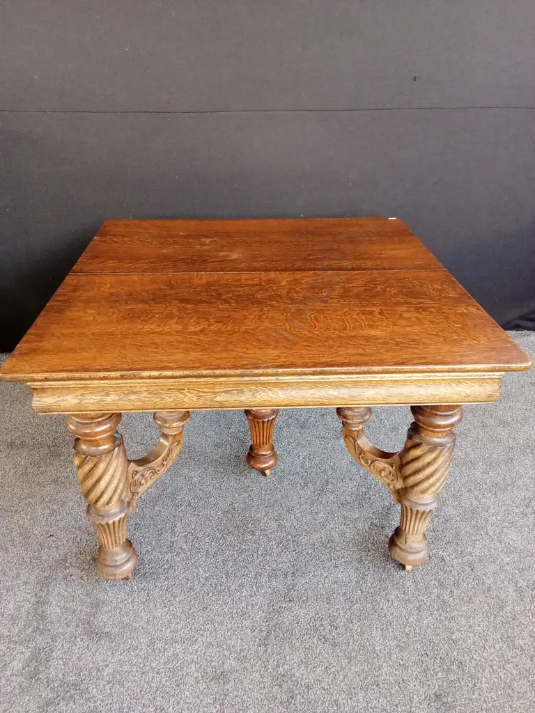 ANTIQUE WOODEN EXTENDABLE TABLE WITH 7 CHAIRS EXTENDED LENGTH 3.13M WIDTH 1.7M HEIGHT 0.74M Image 1++