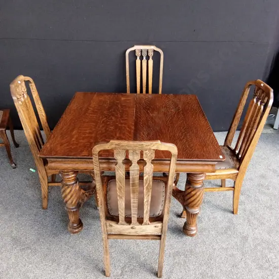 ANTIQUE WOODEN EXTENDABLE TABLE WITH 7 CHAIRS EXTENDED LENGTH 3.13M WIDTH 1.7M HEIGHT 0.74M