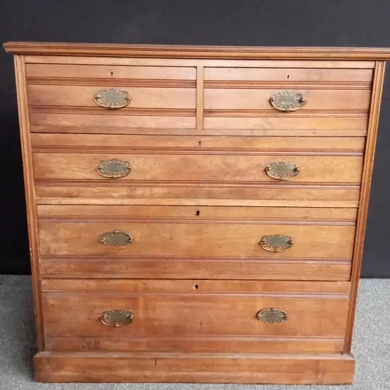 WOODEN CHEST OF DRAWERS L1.22M H 1.22M D 61CM