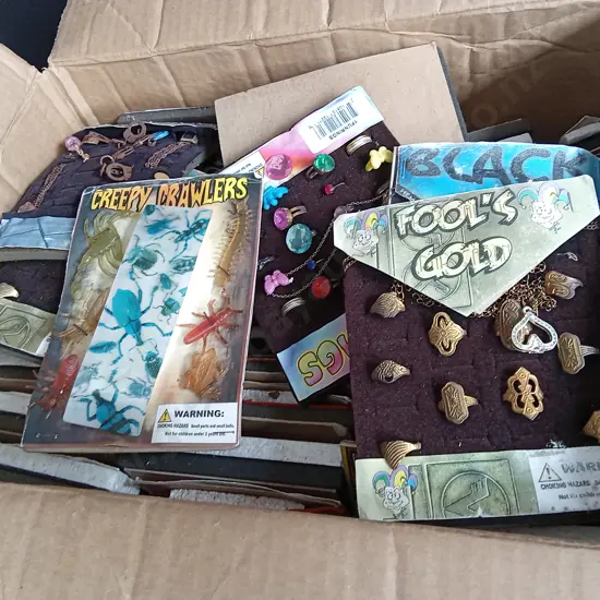 BOX OF COSTUME JEWELLERY AND OTHER TOYS FOR VENDING MACHINES