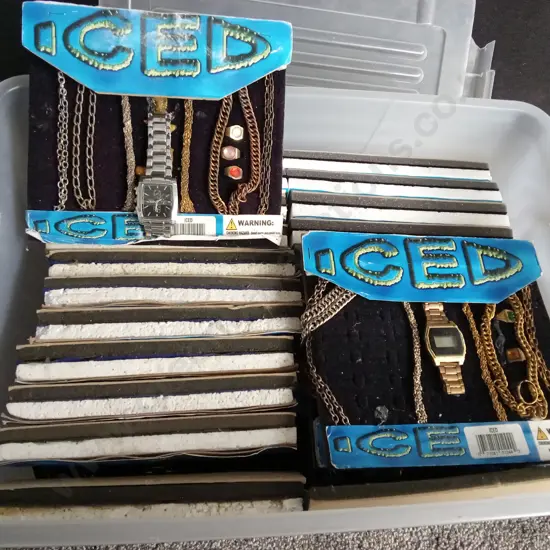 BOX OF COSTUME JEWELLERY FOR VENDING MACHINES