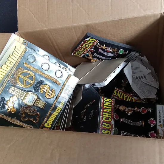BOX OF COSTUME JEWELLERY AND FOR VENDING MACHINES