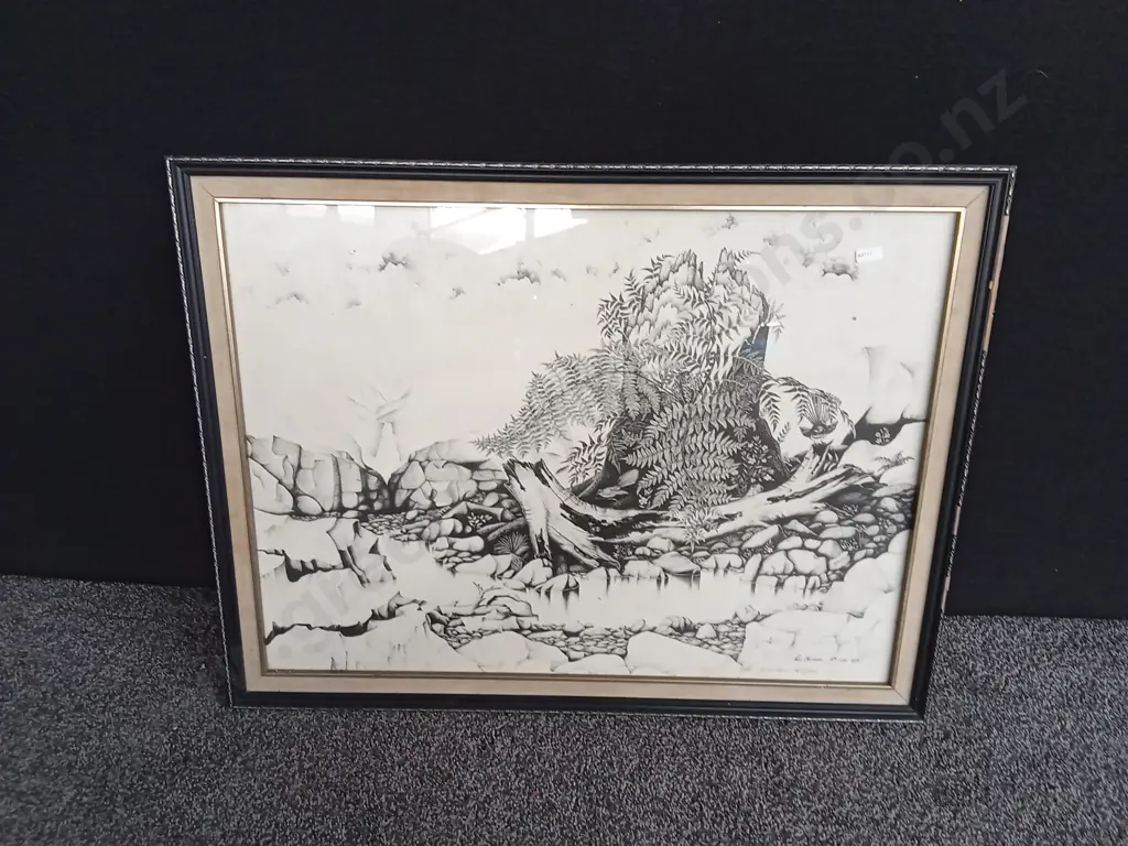 FRAMED PRINT NUMBER 80/600 BY REI HAMON FROM 1977 Image 1++