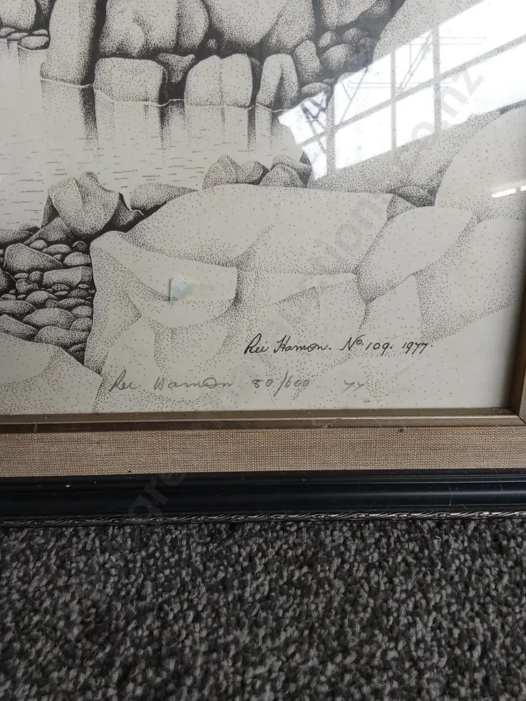 FRAMED PRINT NUMBER 80/600 BY REI HAMON FROM 1977 Image 1++