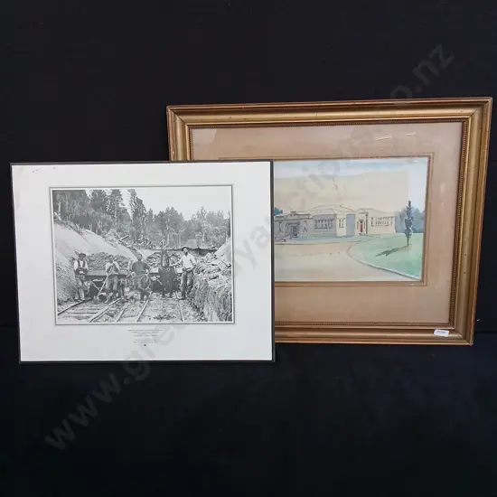 2 PIECES PRINT AND FRAMED PAINTING