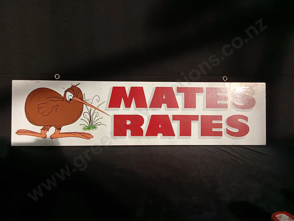 KIWI MATES RATES WOODEN SIGN L 1.2M Image 1++