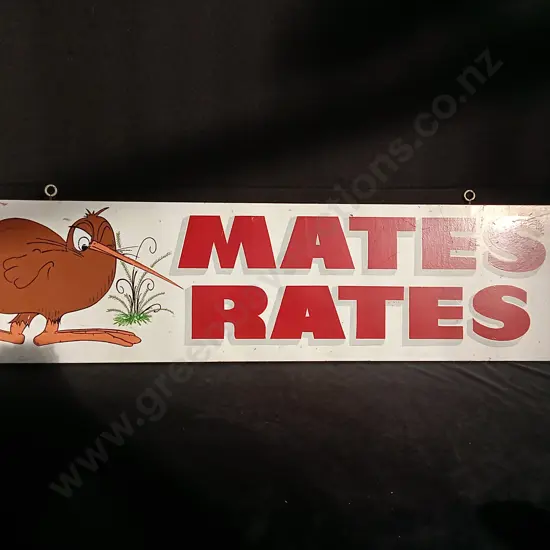 KIWI MATES RATES WOODEN SIGN L 1.2M