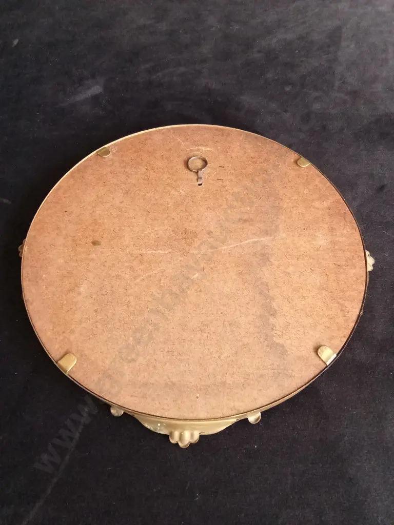 ROUND MIRROR WITH GOLD COLOURED BORDER 22CM Image 1++