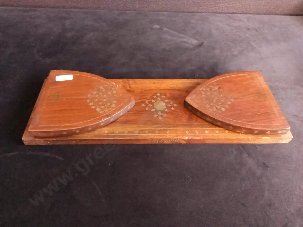 PAPA NEW GUINEA CARVED WOODEN FISH BOWL AND VINTAGE WOODEN BOOK REST Image 1++